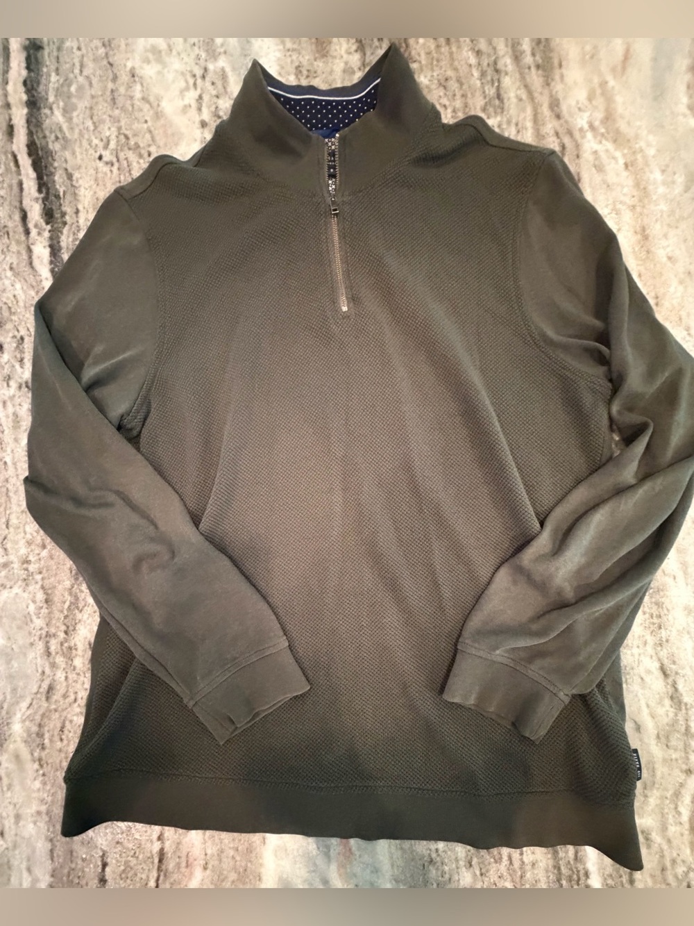 Ted Baker London Pullover Mens XXL Eng. Size 6 Dark Green 1/4 Zip Long Sleeve
